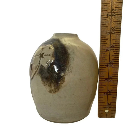 Studio Art MULE SPRINGS POTTERY 6" Tall Handmade Bulb Stoneware Vase Unique - Picture 10 of 15